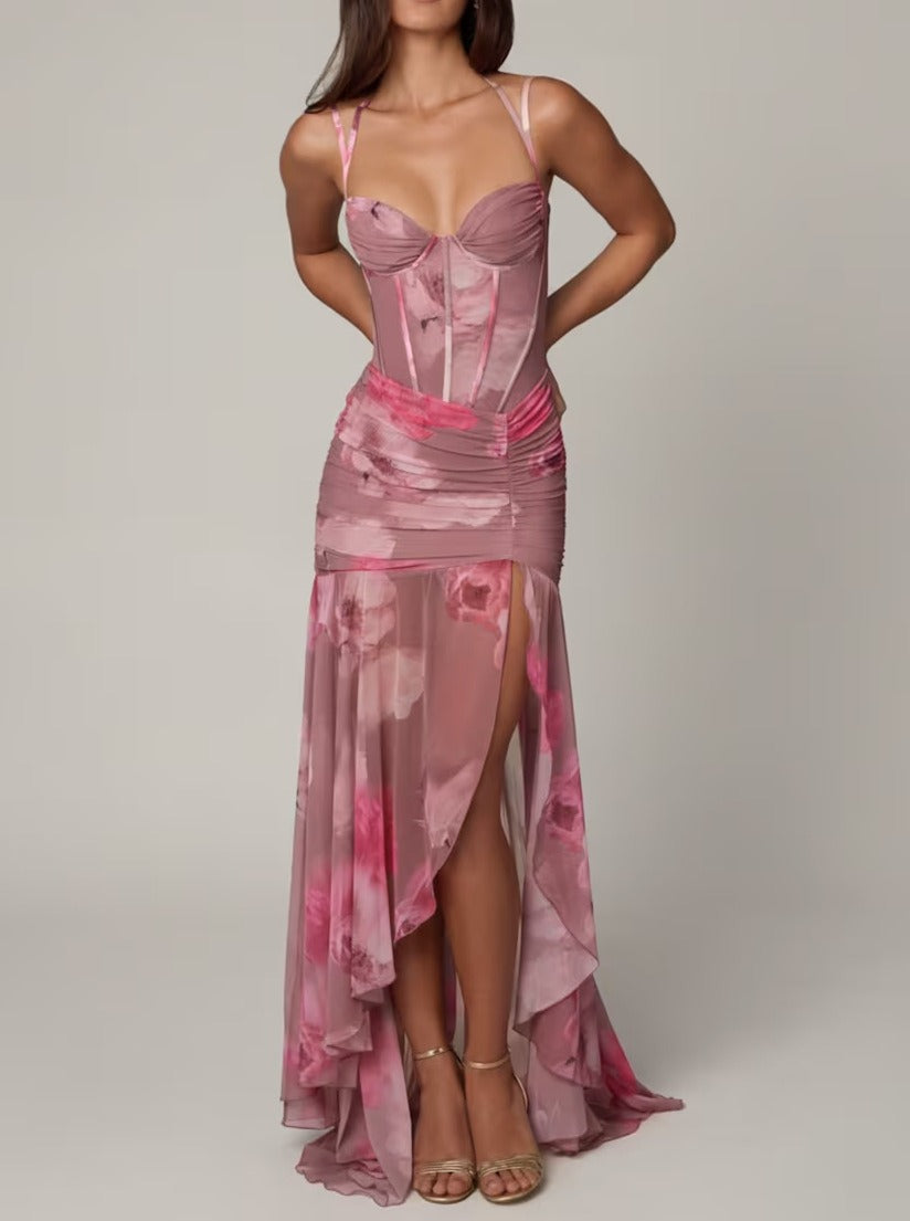 FIONA | Elegante vestido maxi corsé con abertura