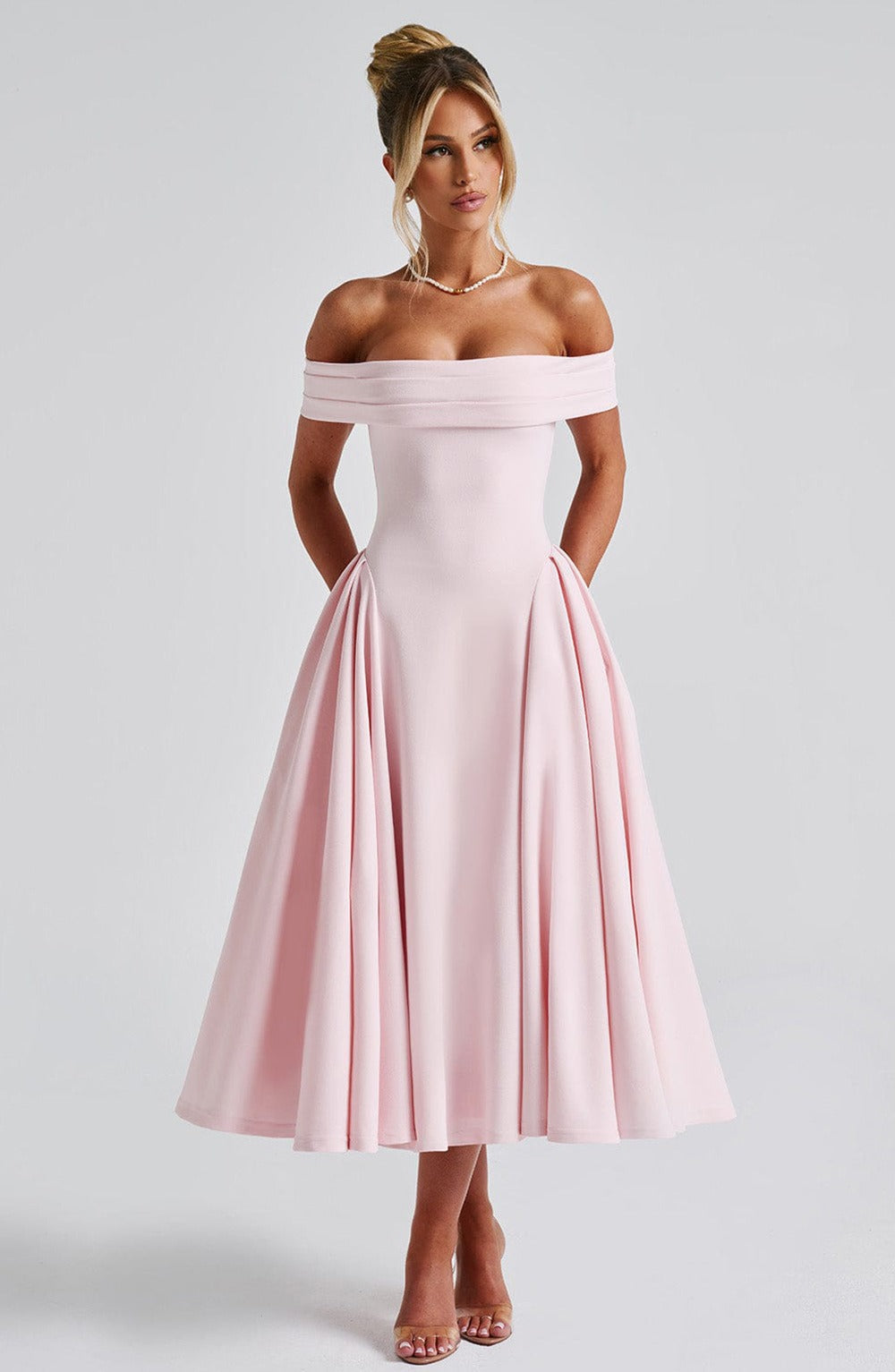 ELENA | Stilvolles Off-Shoulder Midi Kleid