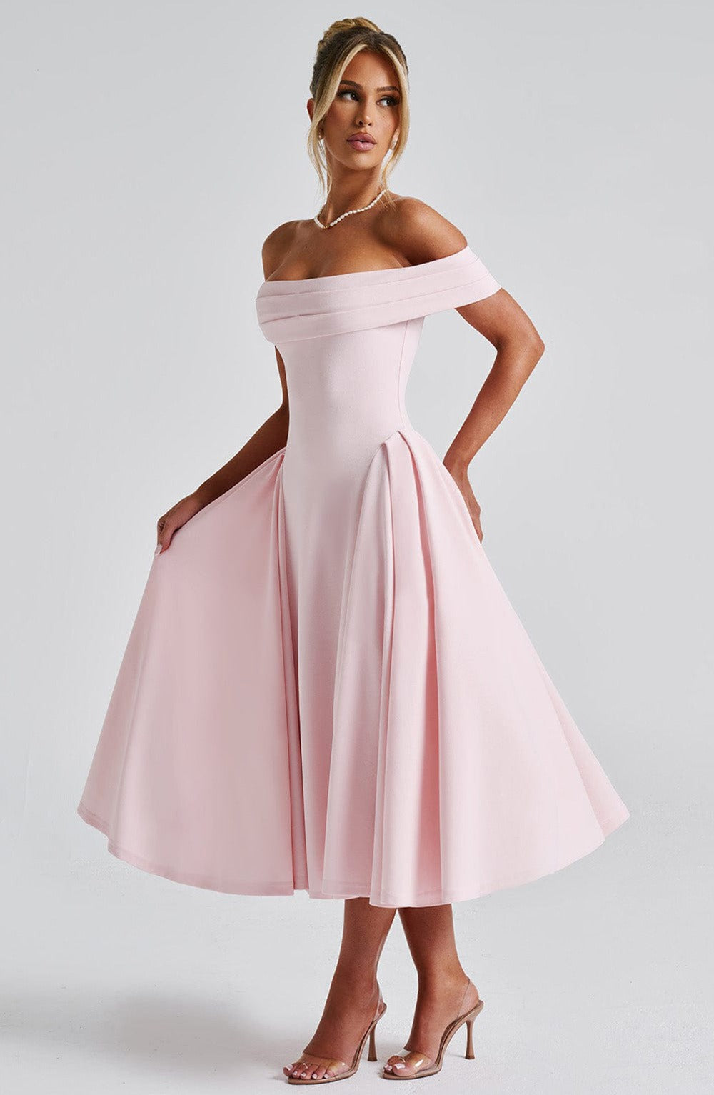ELENA | Stilvolles Off-Shoulder Midi Kleid