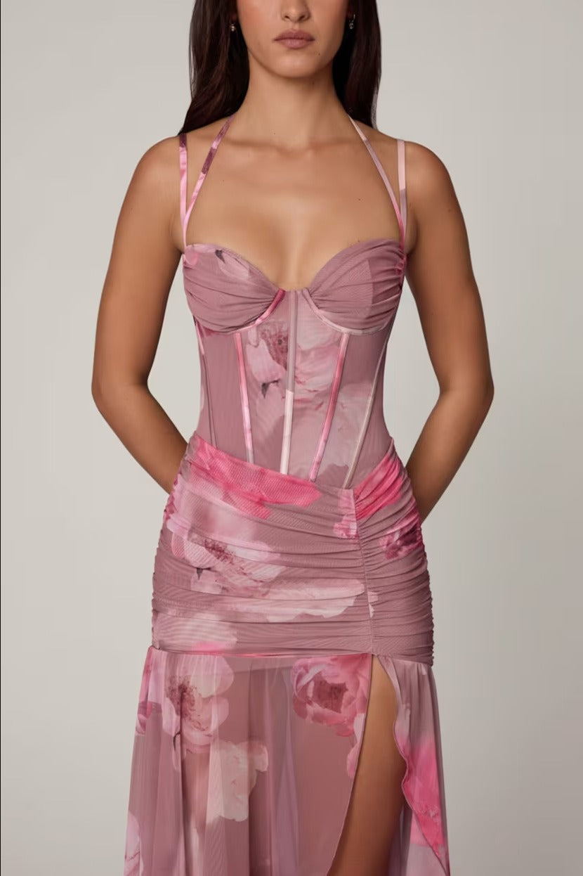 FIONA | Elegantes Corset Maxi Kleid mit Schlitz