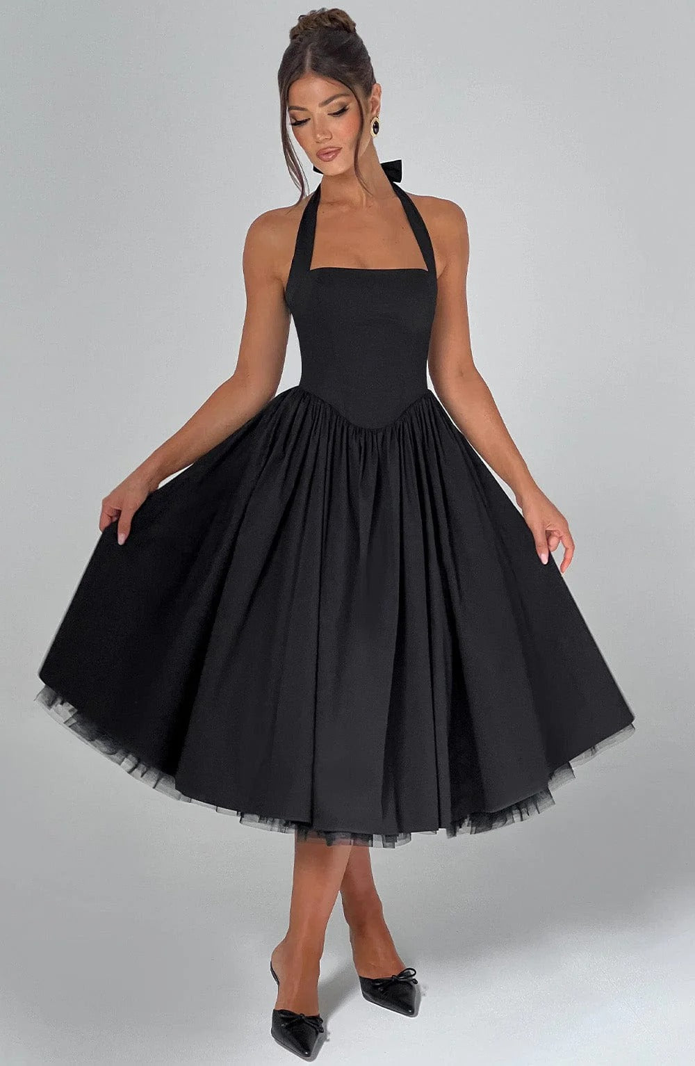 TESSA | Vintage-inspiriertes Halter Midi Kleid