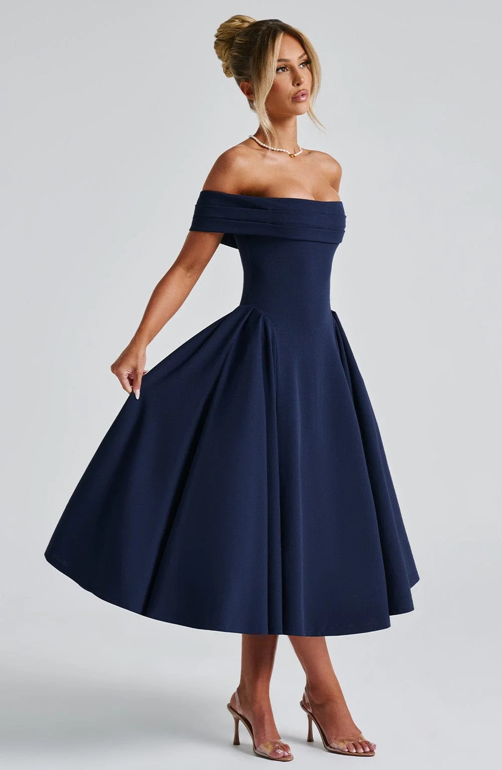 ELENA | Stilvolles Off-Shoulder Midi Kleid