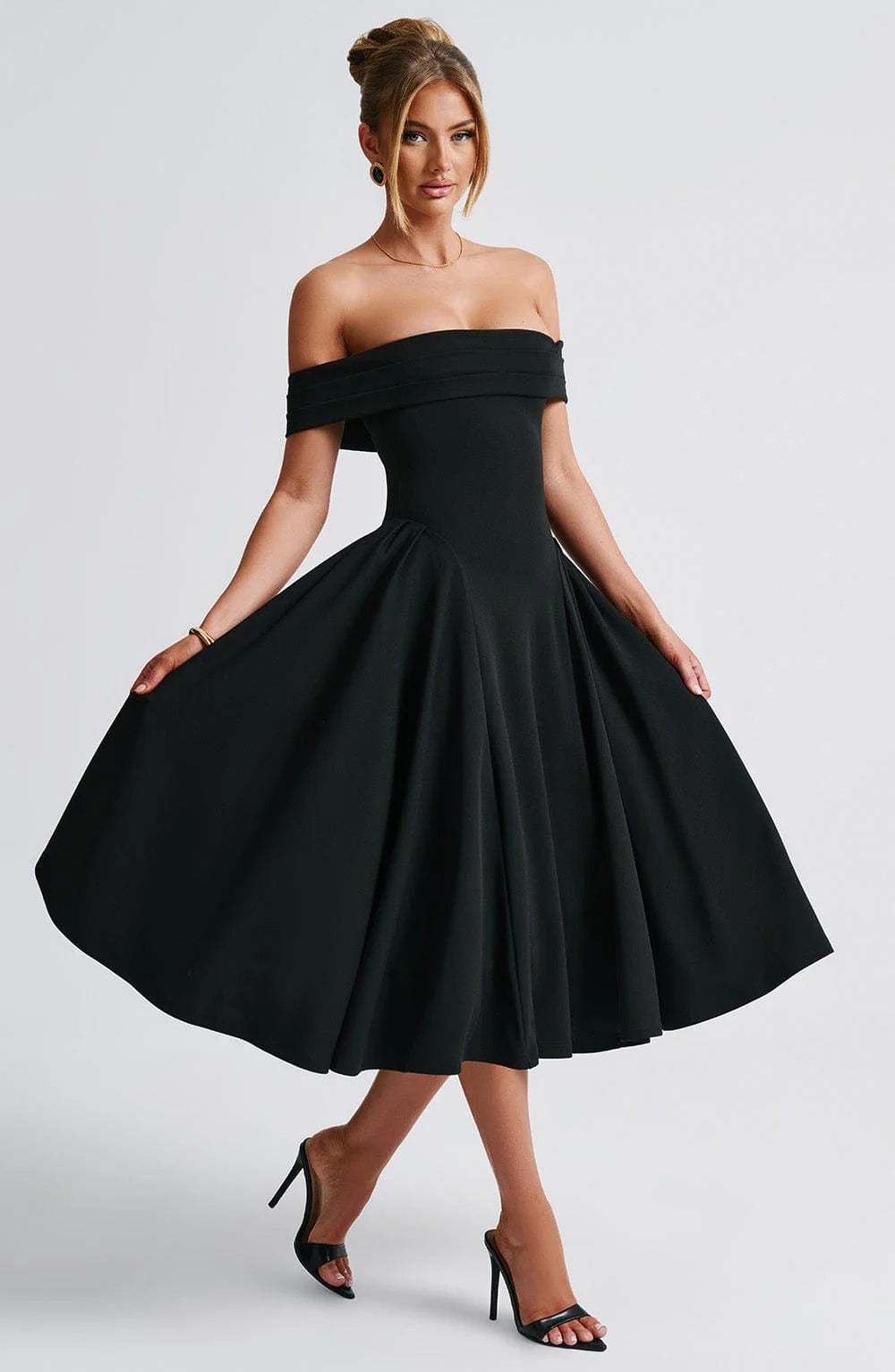 ELENA | Stilvolles Off-Shoulder Midi Kleid
