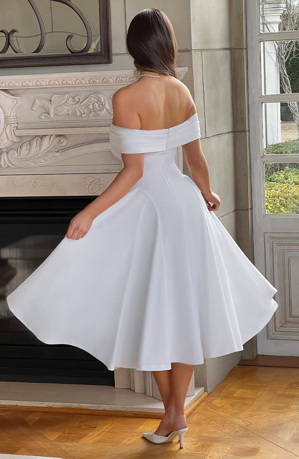 ELENA | Stilvolles Off-Shoulder Midi Kleid