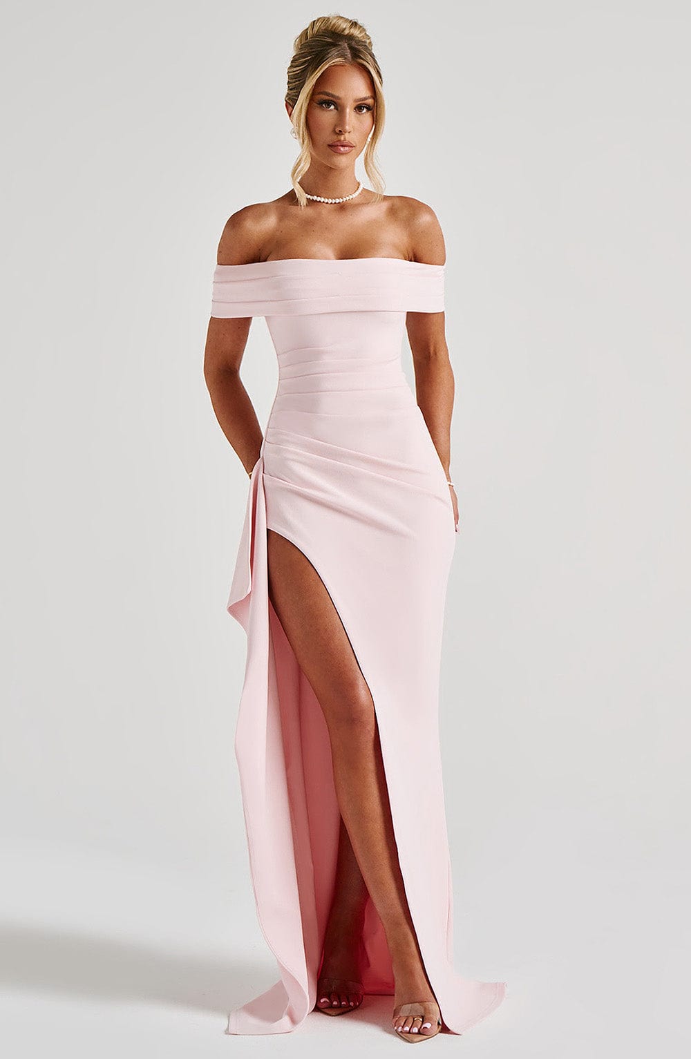 KIM | Off-Shoulder Satin Maxi Kleid