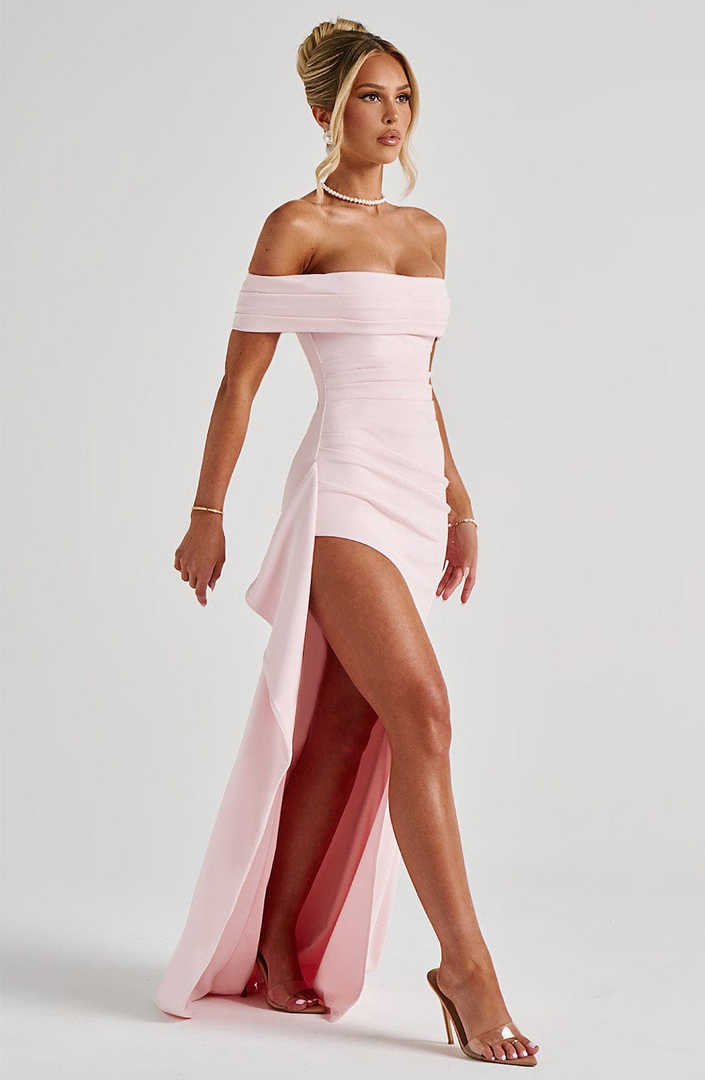 KIM | Off-Shoulder Satin Maxi Kleid