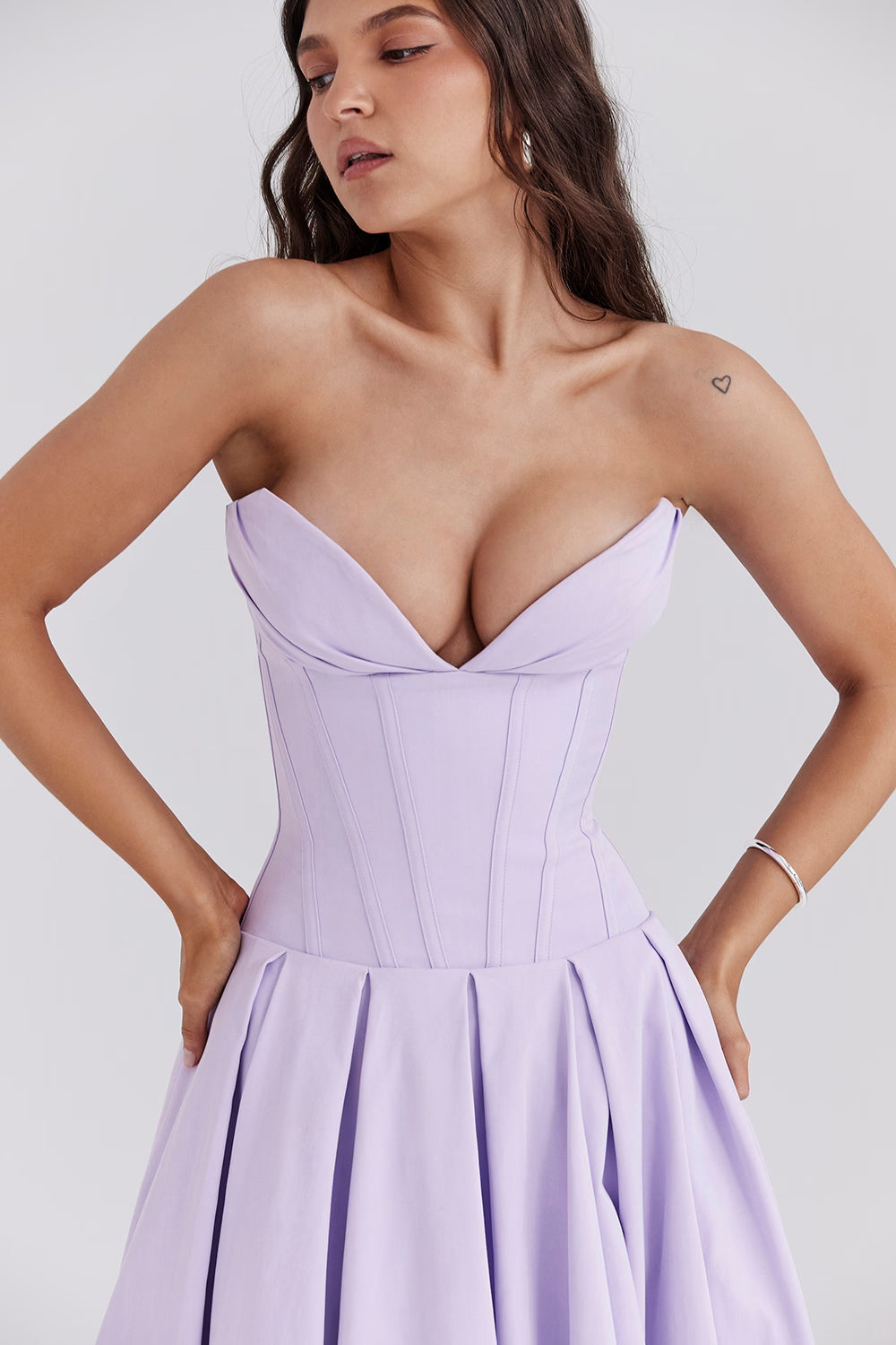 FEMKE | Vestido midi sin tirantes