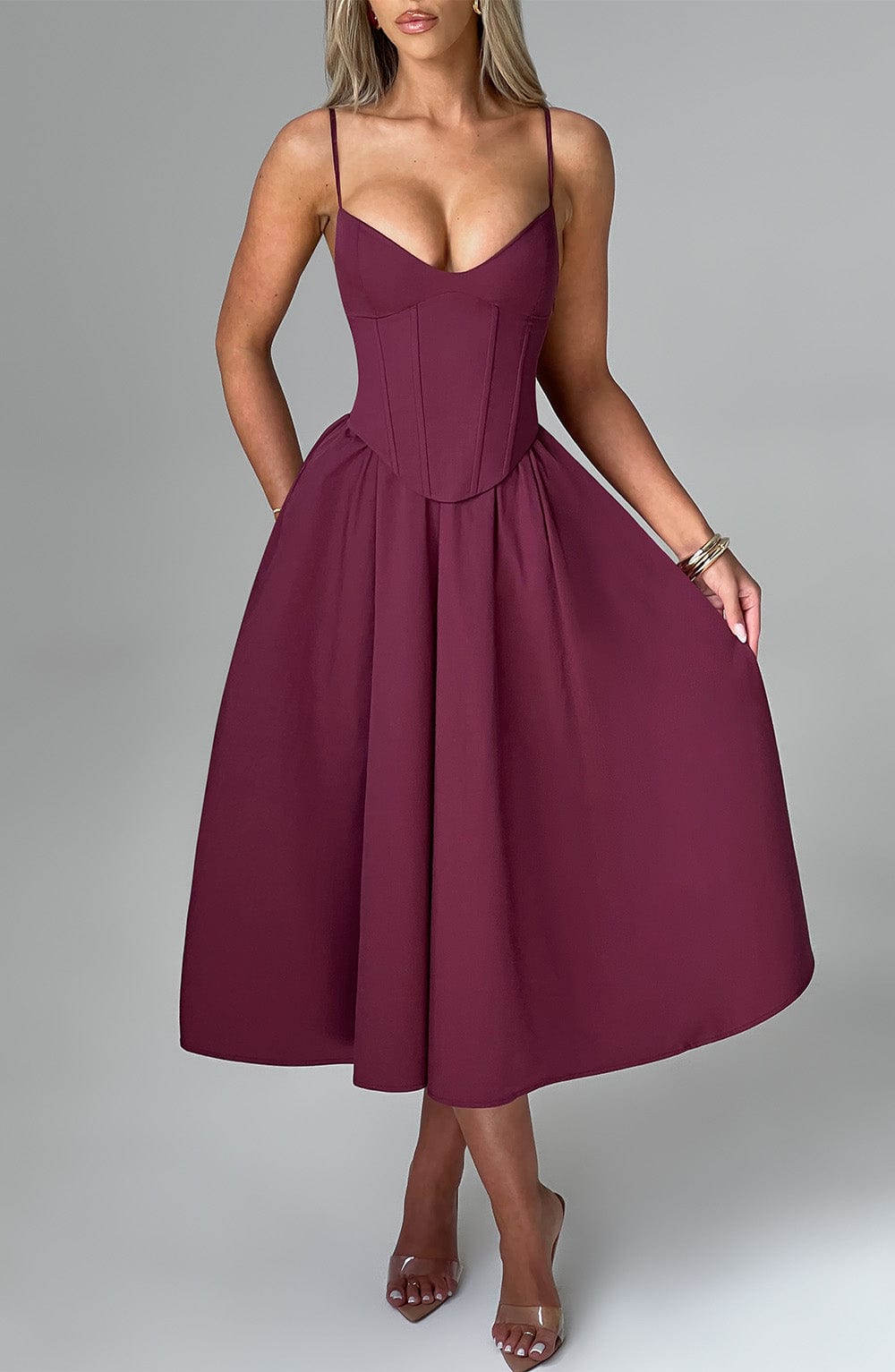 MAILEEN | Elegantes Midi Kleid im Corset Stil