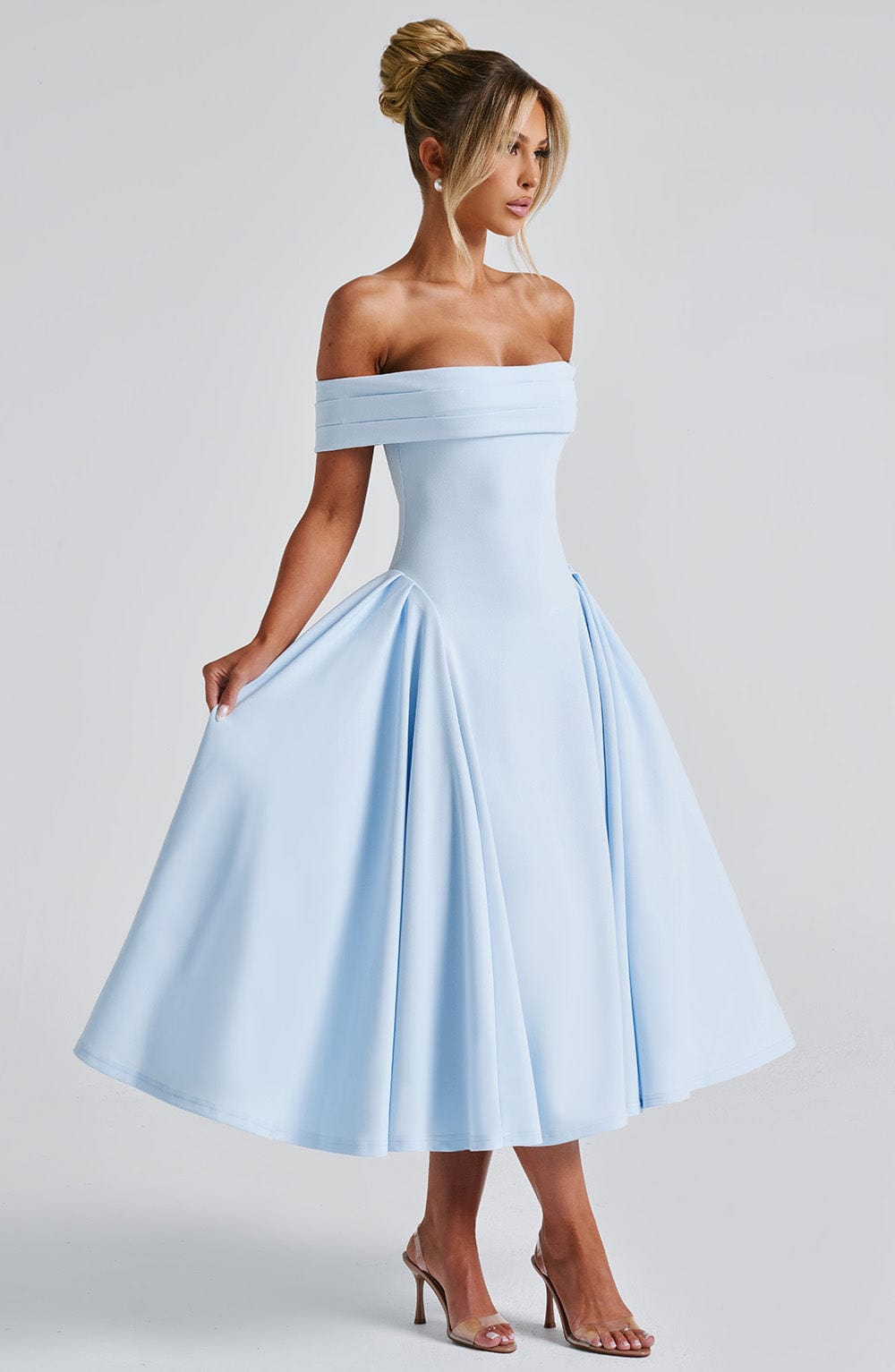 ELENA | Stilvolles Off-Shoulder Midi Kleid