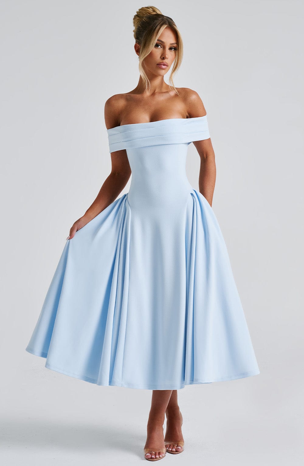 ELENA | Stilvolles Off-Shoulder Midi Kleid