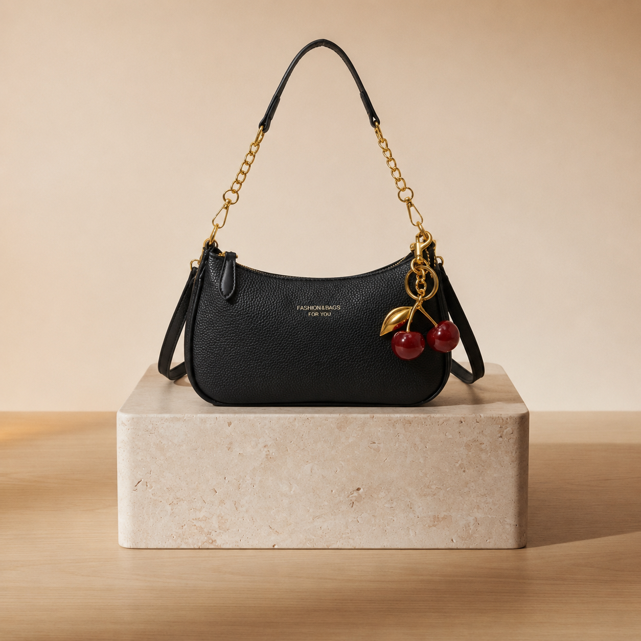 Bolso Mini Hobo Cadena con Charm Cerezas
