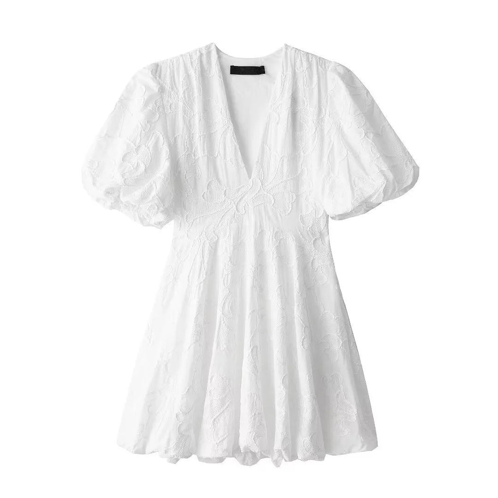 Vestido Corto ALICE | Con Relieve y Mangas Abullonadas
